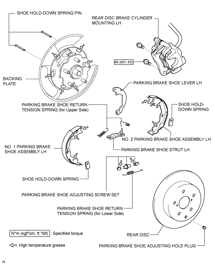 Toyota Rav4. Aca30, 33, 38 Gsa33 Zsa30, 35.Parking Brake.Parking Brake System.Parking Brake Assembly  Components